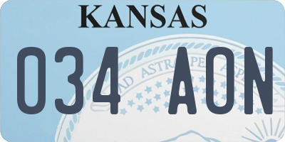 KS license plate 034AON