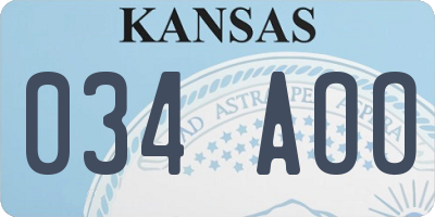 KS license plate 034AOO