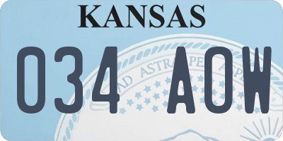 KS license plate 034AOW