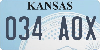 KS license plate 034AOX