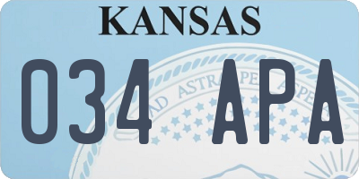 KS license plate 034APA