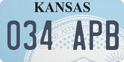 KS license plate 034APB