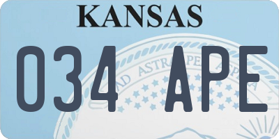 KS license plate 034APE