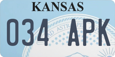 KS license plate 034APK