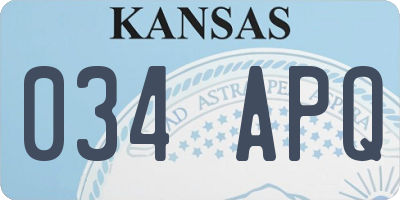 KS license plate 034APQ