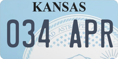 KS license plate 034APR