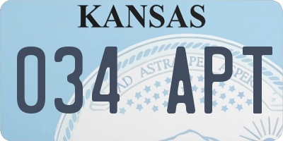 KS license plate 034APT