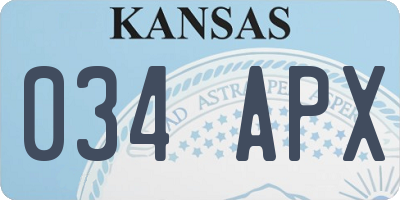 KS license plate 034APX