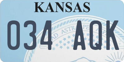 KS license plate 034AQK