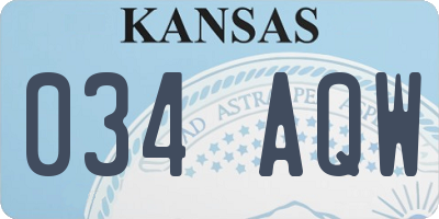 KS license plate 034AQW
