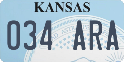 KS license plate 034ARA