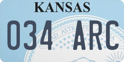 KS license plate 034ARC
