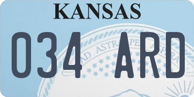 KS license plate 034ARD