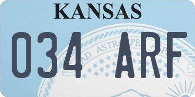 KS license plate 034ARF