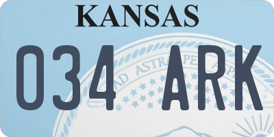 KS license plate 034ARK