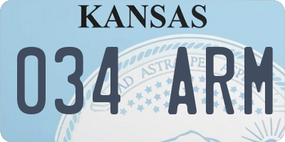 KS license plate 034ARM