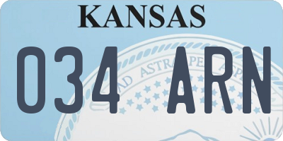 KS license plate 034ARN
