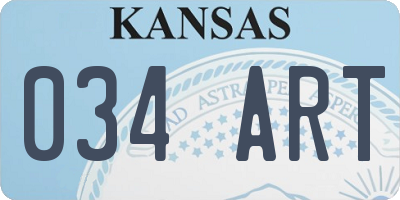 KS license plate 034ART