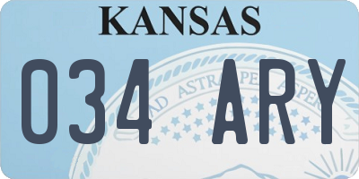 KS license plate 034ARY