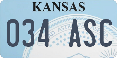 KS license plate 034ASC