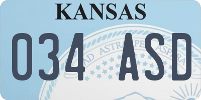 KS license plate 034ASD