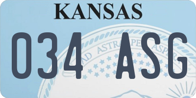 KS license plate 034ASG