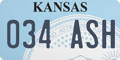 KS license plate 034ASH
