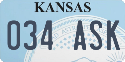 KS license plate 034ASK