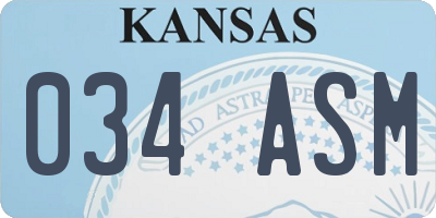 KS license plate 034ASM