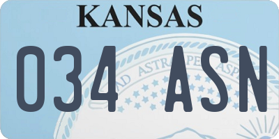 KS license plate 034ASN