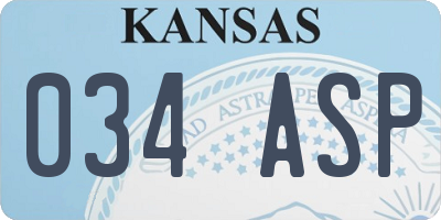 KS license plate 034ASP