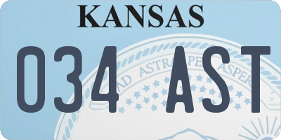 KS license plate 034AST