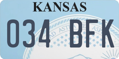 KS license plate 034BFK