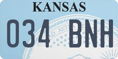KS license plate 034BNH