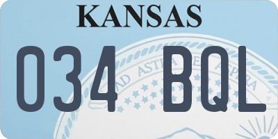 KS license plate 034BQL