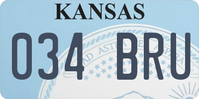 KS license plate 034BRU