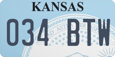 KS license plate 034BTW