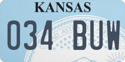 KS license plate 034BUW