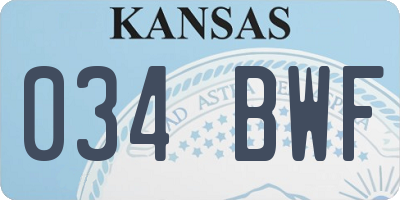KS license plate 034BWF