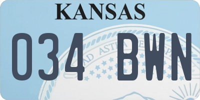 KS license plate 034BWN