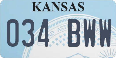 KS license plate 034BWW