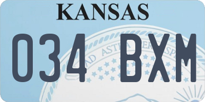KS license plate 034BXM