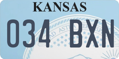 KS license plate 034BXN
