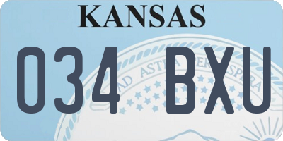 KS license plate 034BXU