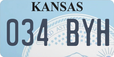 KS license plate 034BYH