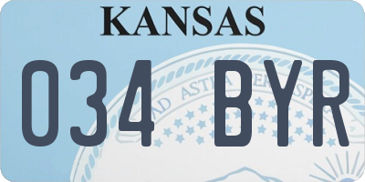 KS license plate 034BYR