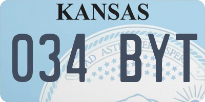 KS license plate 034BYT