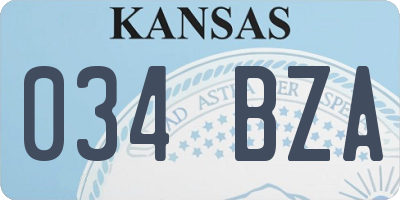 KS license plate 034BZA