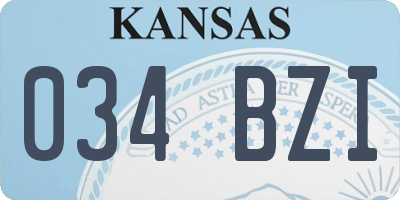 KS license plate 034BZI