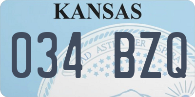 KS license plate 034BZQ